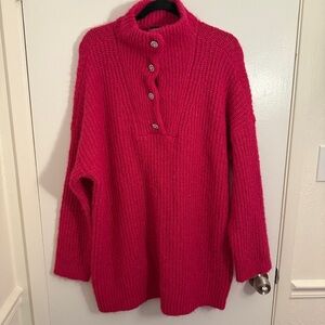 Express Women's Pink Button-Up Sweater Tunic/ Dress Large